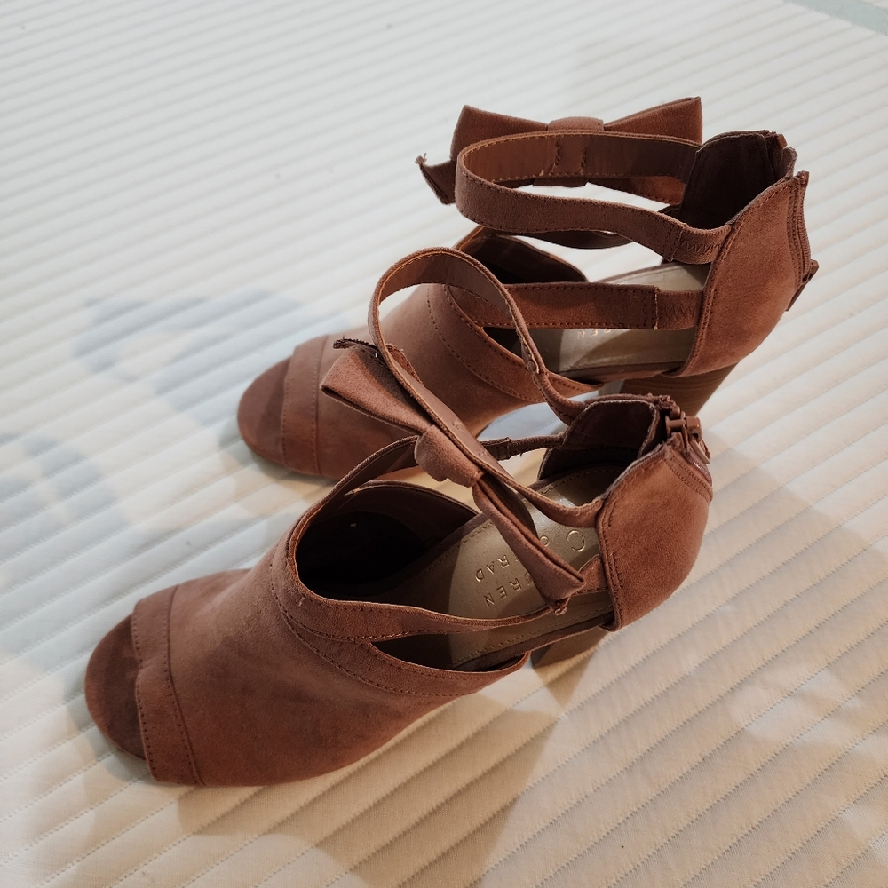 Lauren Conrad mauve pink suede open toe boots Size 8.5 - Picture 4 of 16
